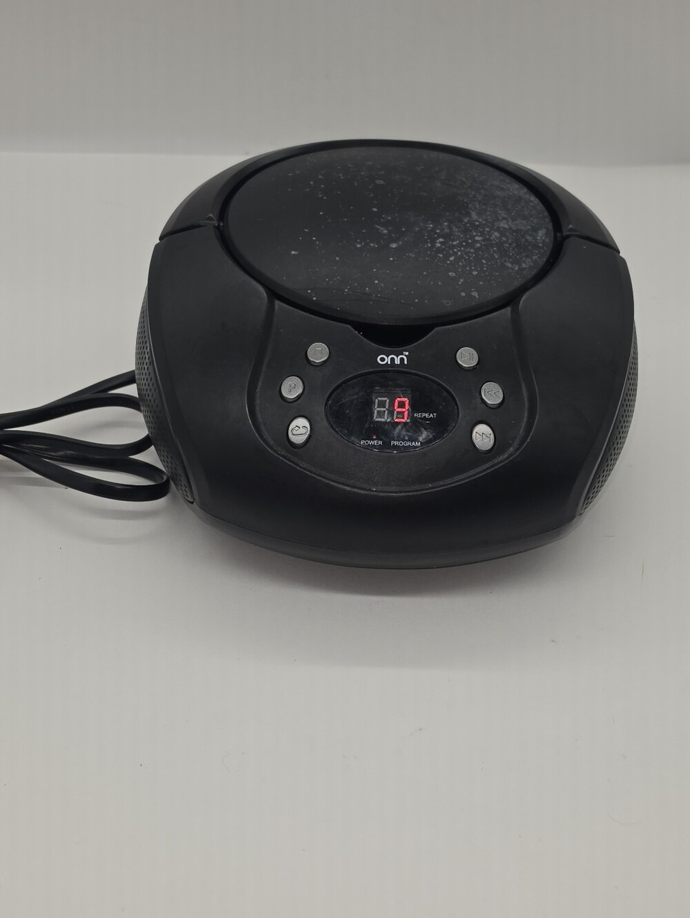 Onn Black Portable CD Player with FM Radio and LED Display